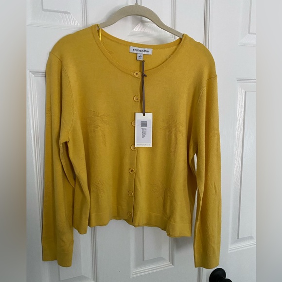 Emily and fin yellow palm print sweater size medium - Picture 1 of 5